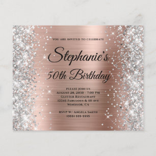 Prospectus 11,4 Cm X 14,2 Cm Rose Gold Pailleté Argent Monogram 50 Anniversaire