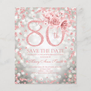 Prospectus 11,4 Cm X 14,2 Cm Rose Gold Silver Floral 80 Anniversaire Enregistre