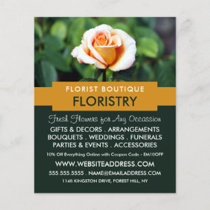 Prospectus 11,4 Cm X 14,2 Cm Rose orange, fleuriste, publicité fleuriste