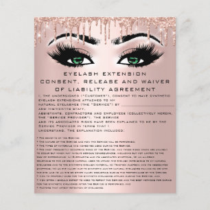 Prospectus 11,4 Cm X 14,2 Cm Rose vert EYELASH EXTENSION RELEVER WAIVER