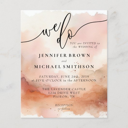 Prospectus 11,4 Cm X 14,2 Cm RoseGold Earthtone Mariage d'aquarelle (Devant)