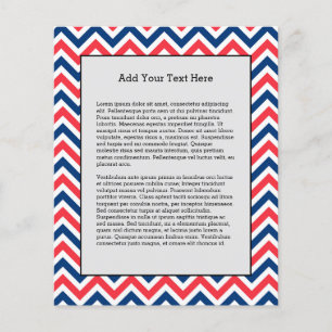 Prospectus 11,4 Cm X 14,2 Cm Rouge Bleu Blanc Zig Zag Lignes Baseball Géométriq