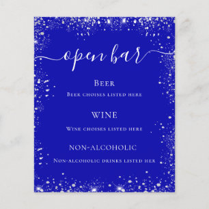Prospectus 11,4 Cm X 14,2 Cm Royal blue parties scintillant mariage menu