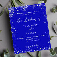 Royal blue silver QR RSVP wedding invitation