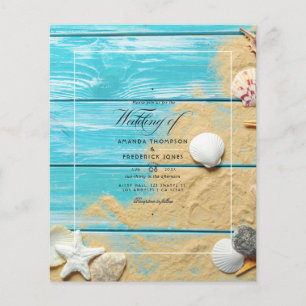 Prospectus 11,4 Cm X 14,2 Cm Rustique Turquoise Beach Wedding Invitation