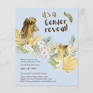 Prospectus 11,4 Cm X 14,2 Cm Safari Lions GENDER REVEAL Baby Shower Invitations