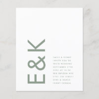 Sage Vert Moderne Budget Monogramme Mariage