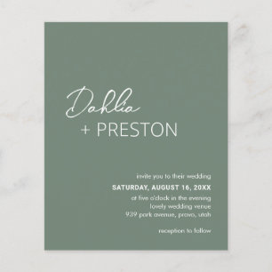 Prospectus 11,4 Cm X 14,2 Cm Salage minimal Vert Moderne Budget Mariage Inviter