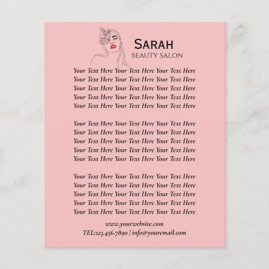 Prospectus 11,4 Cm X 14,2 Cm Salon de beauté (Devant)