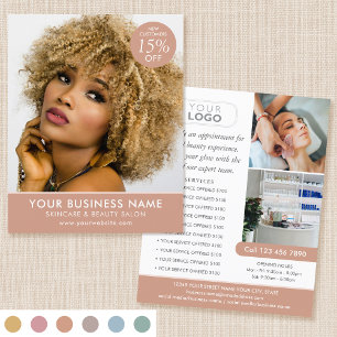 Prospectus 11,4 Cm X 14,2 Cm Salon de Beauté Chic Moderne Maquillage Flyer Terr