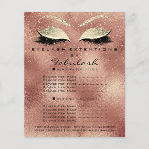 Prospectus 11,4 Cm X 14,2 Cm Salon de Beauté Maquillage Pailleté Flyer Rose Gol