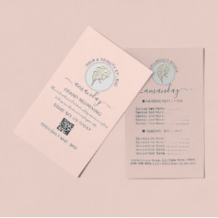 Prospectus 11,4 Cm X 14,2 Cm Salon de beauté réouverture Logo QR CODE Prix Rose