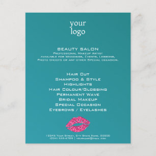 Prospectus 11,4 Cm X 14,2 Cm Salon de beauté Teal Green Lips
