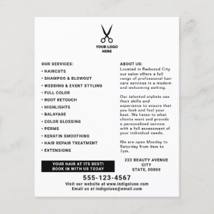 Prospectus 11,4 Cm X 14,2 Cm Salon de coiffure Ajoutez votre logo Marketing