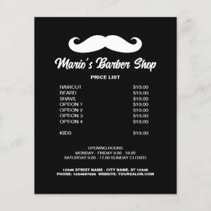 Prospectus 11,4 Cm X 14,2 Cm Salon de coiffure pour hommes liste de prix promo