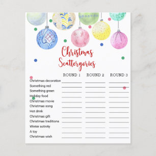Prospectus 11,4 Cm X 14,2 Cm Scattergories de Noël Circulaire de cartes de jeu