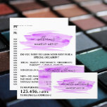 Prospectus 11,4 Cm X 14,2 Cm Script Aquarelle violet brosse Artiste maquillage<br><div class="desc">Script Aquarelle Purple Brosse Maquillage Artiste Publicité Flyers Par Le Magasin Carte de visite.</div>
