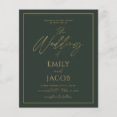 Prospectus 11,4 Cm X 14,2 Cm Script Mariage d'or vert budget (Devant)