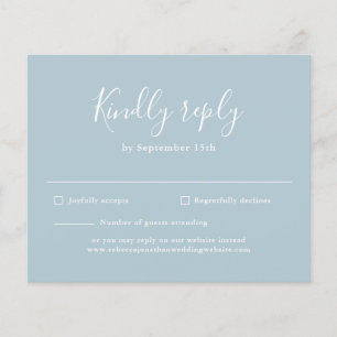 Prospectus 11,4 Cm X 14,2 Cm Script moderne bleu clair mariage budget RSVP