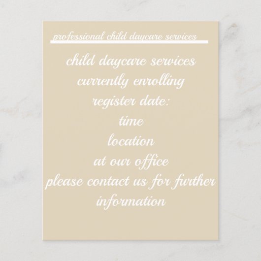 Prospectus 11,4 Cm X 14,2 Cm service de garderie flyer (Devant)