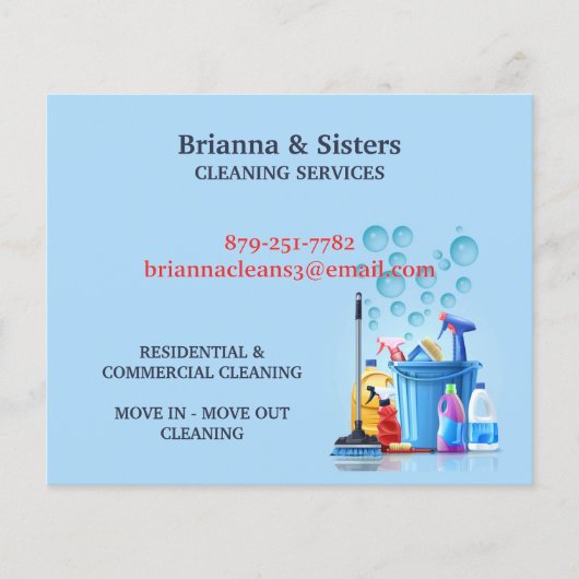 Prospectus 11,4 Cm X 14,2 Cm Service de nettoyage (Devant)