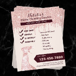 Prospectus 11,4 Cm X 14,2 Cm Service de nettoyage à domicile rose Gold<br><div class="desc">Rose Moderne Parties scintillant Gold Drips Home Nettoyage Maison Conserver Service Flyers.</div>