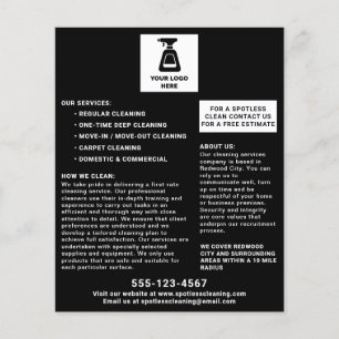 Prospectus 11,4 Cm X 14,2 Cm Service de nettoyage Ajouter votre logo noir