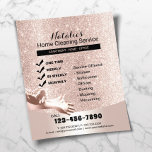 Prospectus 11,4 Cm X 14,2 Cm Service de nettoyage de la maison Parties scintill<br><div class="desc">Service De Nettoyage Maison Rose moderne Flush Gold Parties scintillant Flyers.</div>