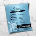 Prospectus 11,4 Cm X 14,2 Cm Service de nettoyage de maison bleu moderne Entret<br><div class="desc">Service de nettoyage à domicile Parties scintillant bleue Flyers ménagers.</div>