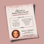 Prospectus 11,4 Cm X 14,2 Cm Service Notaire Mobile Lecteurs Or Rose Moderne<br><div class="desc">Service Notaire Mobile Rose Gold Parties scintillant Drips Photo Flyers.</div>