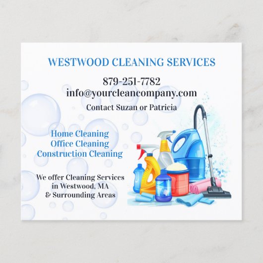 Prospectus 11,4 Cm X 14,2 Cm Services de nettoyage (Devant)