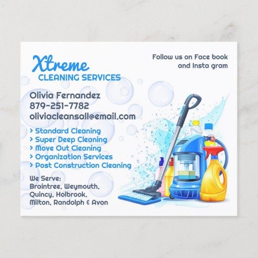 Prospectus 11,4 Cm X 14,2 Cm Services de nettoyage (Devant)