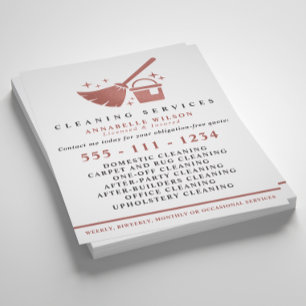 Prospectus 11,4 Cm X 14,2 Cm Services De Nettoyage En Or rose Et En Rose Noir