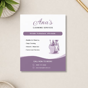Prospectus 11,4 Cm X 14,2 Cm Services de nettoyage Entretien ménager Mauve Prom