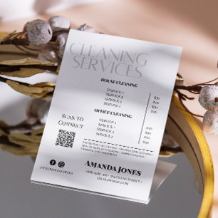 Prospectus 11,4 Cm X 14,2 Cm Services de nettoyage Tarif femme de ménage Noir e