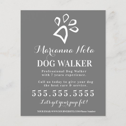 Prospectus 11,4 Cm X 14,2 Cm Services minimaux de marche des chiens (Devant)