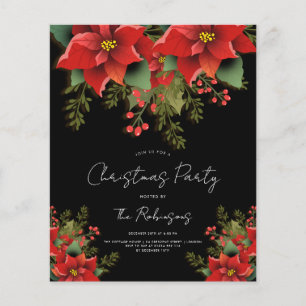 Prospectus 11,4 Cm X 14,2 Cm Simple Floral Christmas Holiday Menu Invitation no