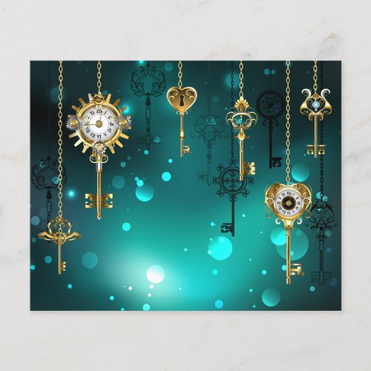 Prospectus 11,4 Cm X 14,2 Cm Skeleton Keys on Green Background (Devant)