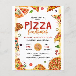 Prospectus 11,4 Cm X 14,2 Cm Soirée Pizza de collecte de fonds de l'école de pi