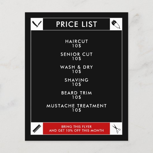 Prospectus 11,4 Cm X 14,2 Cm Style barbier encadré noir (Dos)