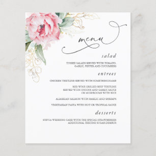 Prospectus 11,4 Cm X 14,2 Cm Succulents et Fleurs roses Mariage Menu Élégant