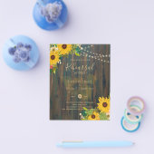 Prospectus 11,4 Cm X 14,2 Cm Sunflowers Rustic Wood Mariage REHEARSAL DINNER (Simple)