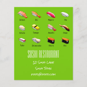 Prospectus 11,4 Cm X 14,2 Cm Sushi Chart Japanese modern food restaurant