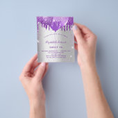 Prospectus 11,4 Cm X 14,2 Cm Sweet 16 argent violet invitation budget (main)