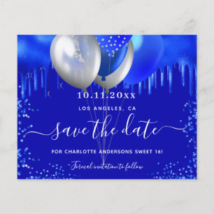 Prospectus 11,4 Cm X 14,2 Cm Sweet 16 ballons bleu royal budget enregistrer la