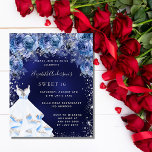 Prospectus 11,4 Cm X 14,2 Cm Sweet 16 bleu marine robe floral budget invitation<br><div class="desc">Veuillez noter que cette invitation est sur papier de prospectus et très mince. Les enveloppes ne sont pas incluses. Pour des invitations plus épaisses (même conception), veuillez visiter notre magasin. Une invitation moderne, élégante et glamour pour une fête Sweet 16, 16e anniversaire. Un arrière - plan de marine avec des...</div>