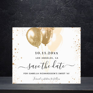 Prospectus 11,4 Cm X 14,2 Cm Sweet 16 budget or blanc enregistrer la date