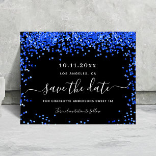 Prospectus 11,4 Cm X 14,2 Cm Sweet 16 noir budget royal bleu enregistrer la dat