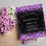 Prospectus 11,4 Cm X 14,2 Cm Sweet 16 parties scintillant violet noir invitatio<br><div class="desc">Veuillez noter que cette invitation est sur papier de prospectus et très mince. Les enveloppes ne sont pas incluses. Pour des invitations plus épaisses (même conception), veuillez visiter notre magasin. Une invitation moderne, élégante et glamour pour une fête Sweet 16, 16e anniversaire. Un arrière - plan noir avec de la...</div>