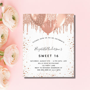 Prospectus 11,4 Cm X 14,2 Cm Sweet 16 rose or blush parties scintillant budget